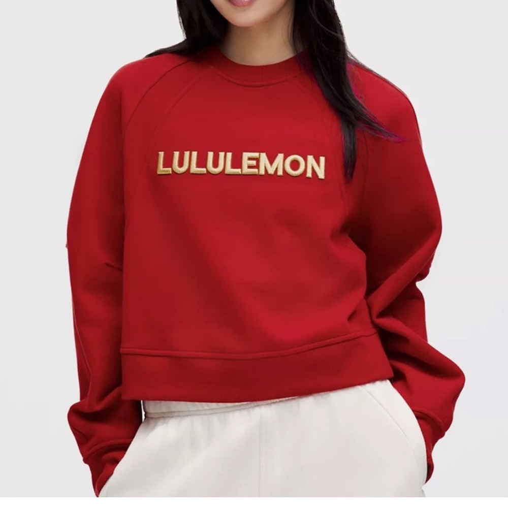 lululemon athletica Red Crewneck Sweatshirt with Gold Logo